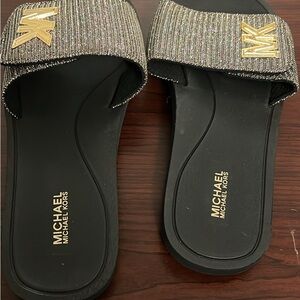 Michael Kors Black and Gold Women's Slides